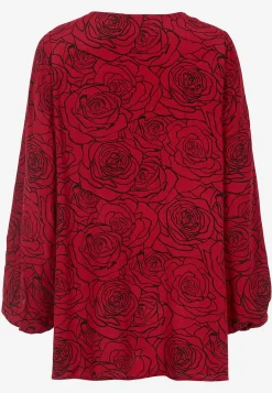 Cellbes of Sweden Blommönstrad blus i viskos Mörkröd / Svart New