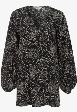 Cellbes of Sweden Blommönstrad blus i viskos Svart / Beige Best