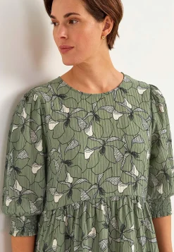 Cellbes of Sweden Blommönstrad klänning med struktur Grön/Mönstrad Online