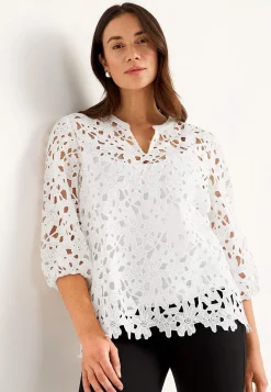 Cellbes of Sweden Blommönstrad spetsblus Vit Hot