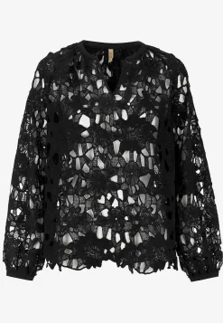 Soyaconcept Blommönstrad spetsblus Svart