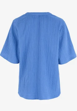 Cellbes of Sweden Blus i krinklad bomull Blå Hot