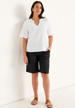 Cellbes of Sweden Blus i krinklad bomull Vit Hot