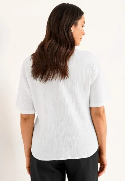 Cellbes of Sweden Blus i krinklad bomull Vit Hot