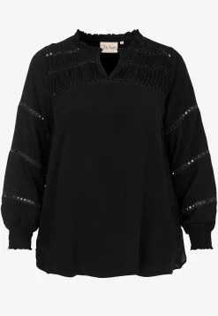 Wasabiconcept Blus med brodyr Svart