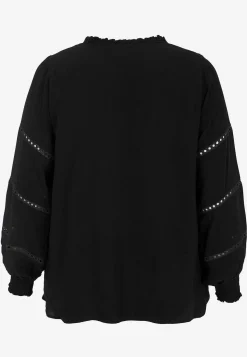 Wasabiconcept Blus med brodyr Svart