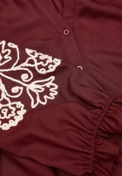 Cellbes of Sweden Blus med brodyr Vinröd/Ljusbeige Discount