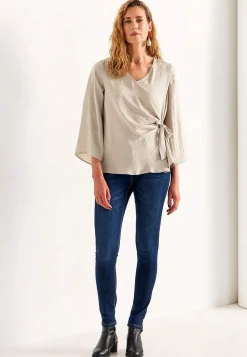 Cellbes of Sweden Blus med knytband Beige New