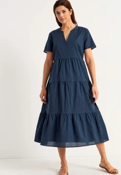 Cellbes of Sweden Bomullsklänning med volang Marin Clearance