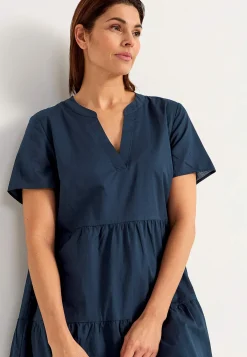 Cellbes of Sweden Bomullsklänning med volang Marin Clearance