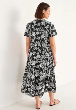 Cellbes of Sweden Bomullsklänning med volang Svart / Blommig Sale