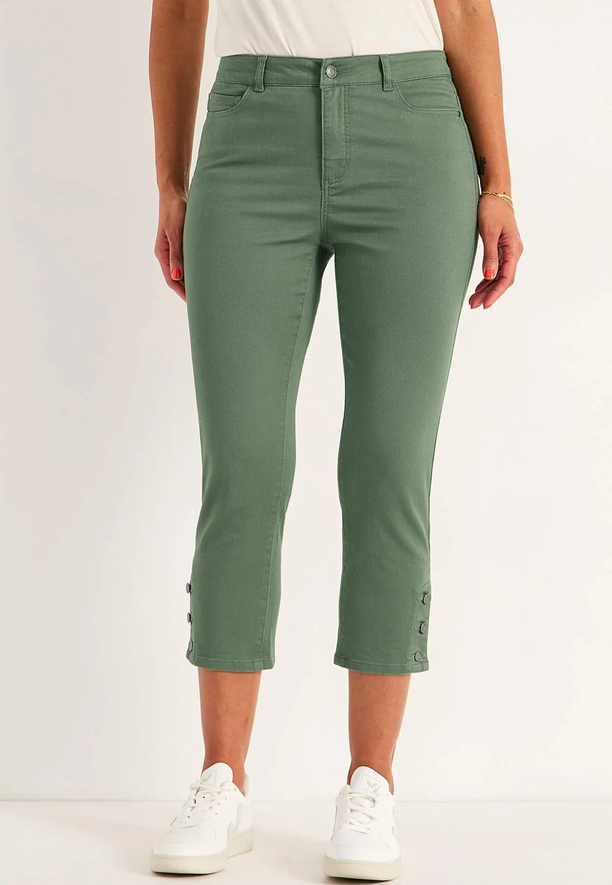 Cellbes of Sweden Caprijeans med femficksdesign Khakigrön