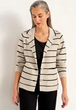 Cellbes of Sweden Cardigan med knappar Beige / Svart / Randig Online