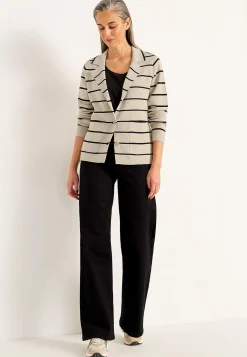 Cellbes of Sweden Cardigan med knappar Beige / Svart / Randig Online