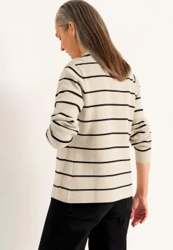 Cellbes of Sweden Cardigan med knappar Beige / Svart / Randig Online