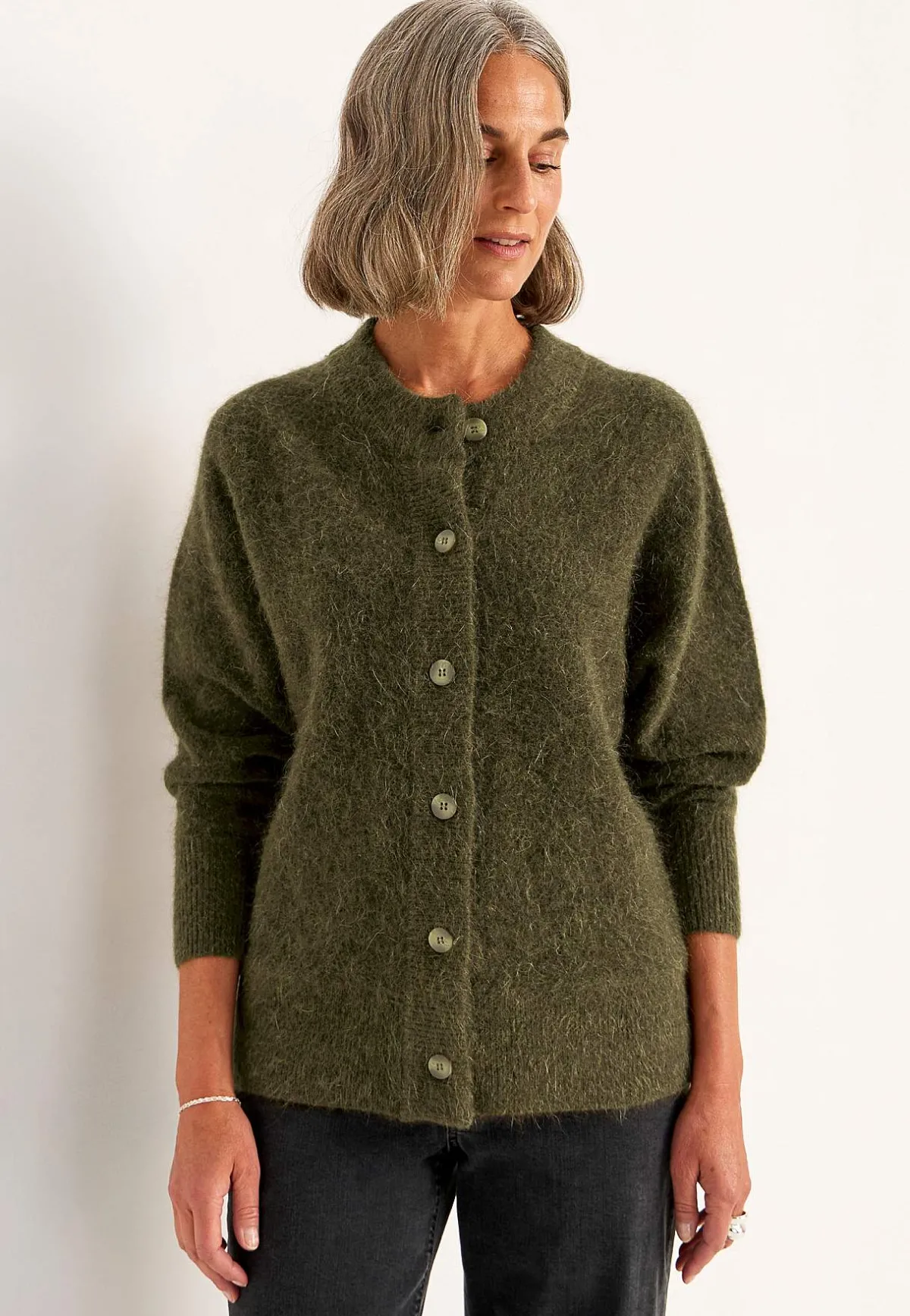 Cellbes of Sweden Cardigan Premium i mohair- och ullblandning Mörkgrön / Melerad Outlet