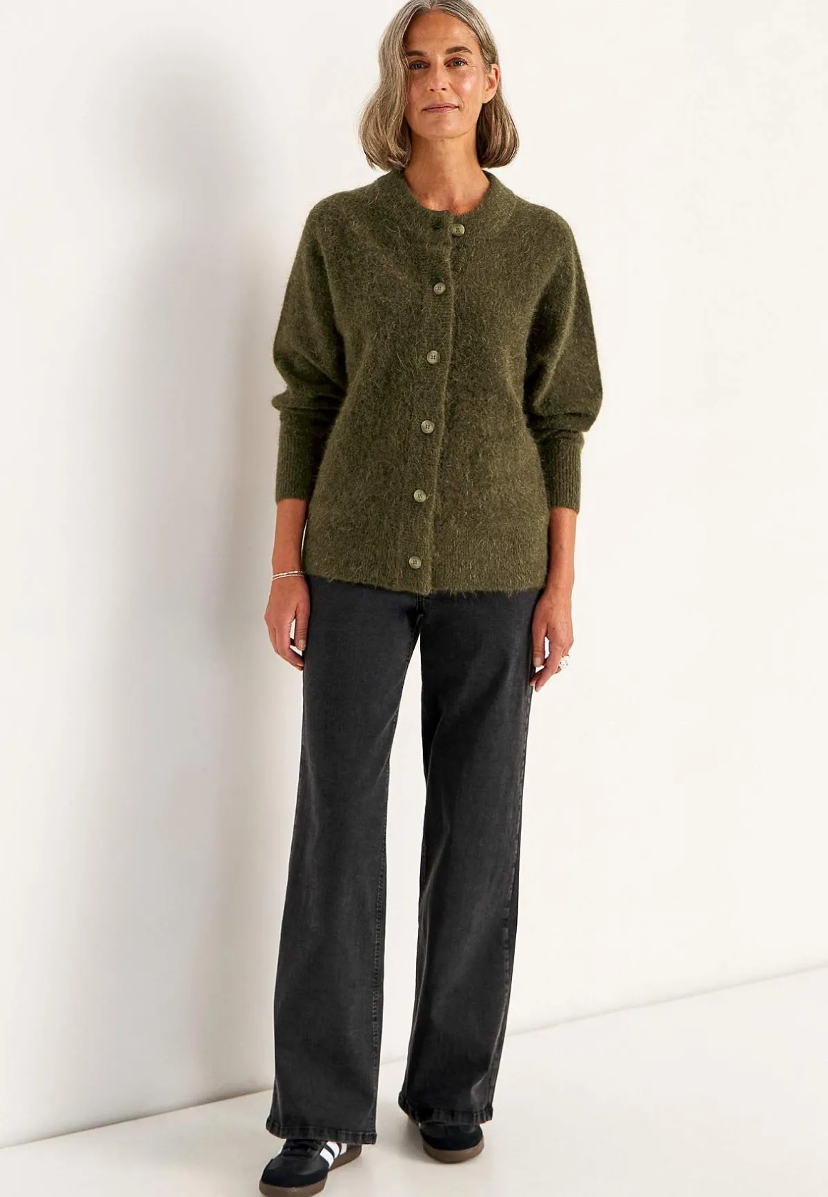 Cellbes of Sweden Cardigan Premium i mohair- och ullblandning Mörkgrön / Melerad Outlet