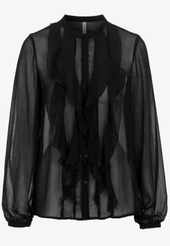 Soyaconcept Chiffongblus med volanger Svart Outlet