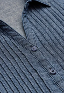 Cellbes of Sweden Denimblus med sydda veck Mörkblå / Denim