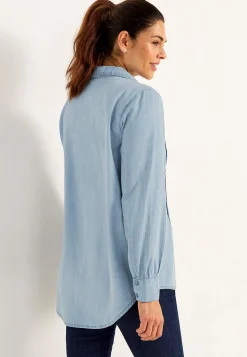 Cellbes of Sweden Denimblus med sydda veck Mellanblå / Denim Clearance