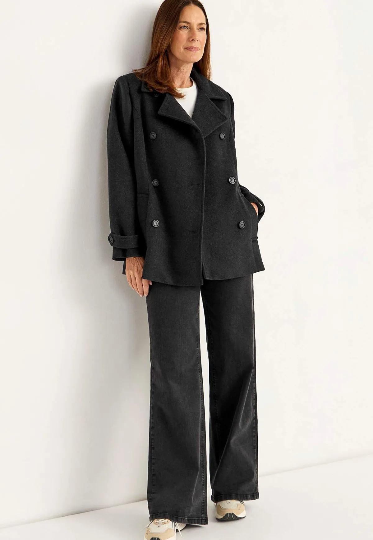 Cellbes of Sweden Dubbelknäppt kappa Gråmelange New