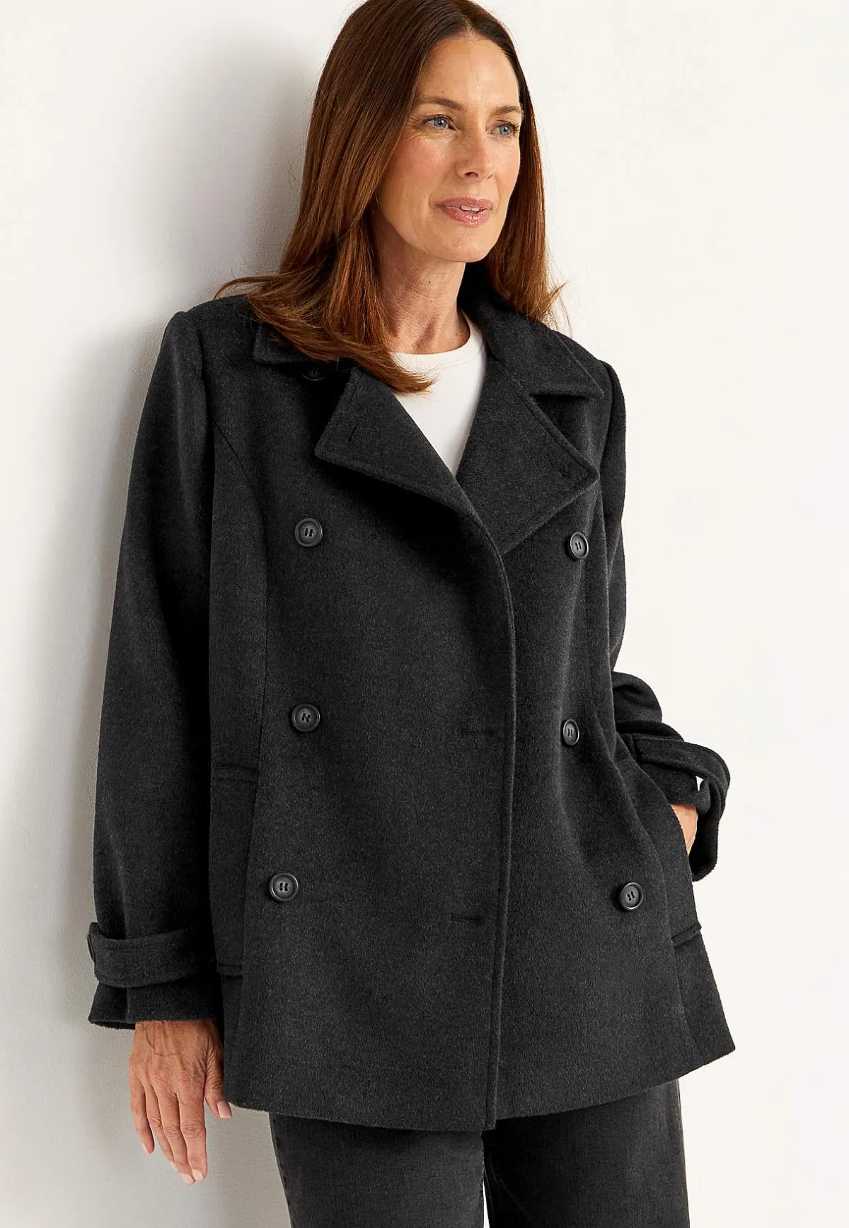 Cellbes of Sweden Dubbelknäppt kappa Gråmelange New