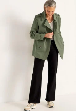 Cellbes of Sweden Dubbelknäppt, kort trenchcoat Khakigrön Outlet