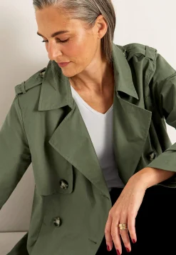Cellbes of Sweden Dubbelknäppt, kort trenchcoat Khakigrön Outlet