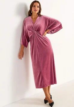 Johanna Toftby x Cellbes Elegant kaftanklänning i velour Mörk gammalrosa Online