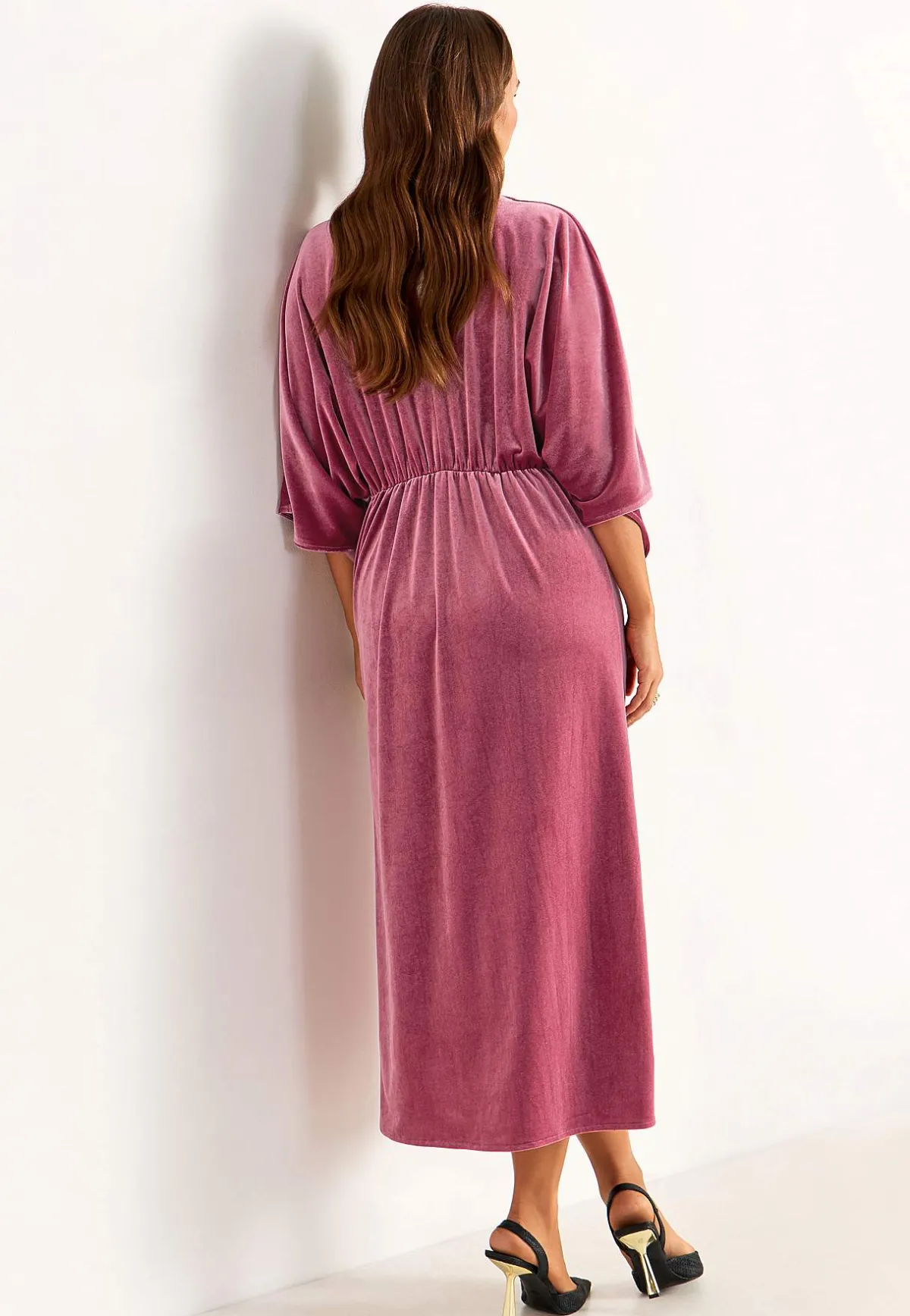 Johanna Toftby x Cellbes Elegant kaftanklänning i velour Mörk gammalrosa Online