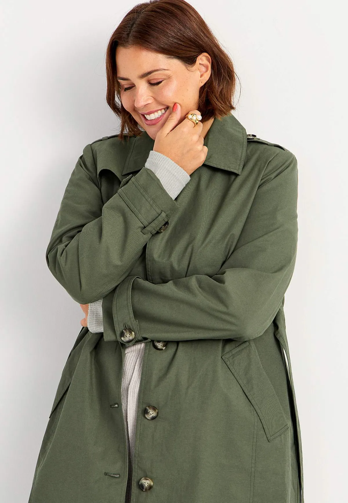 Cellbes of Sweden Enkelknäppt trenchcoat Khakigrön Sale