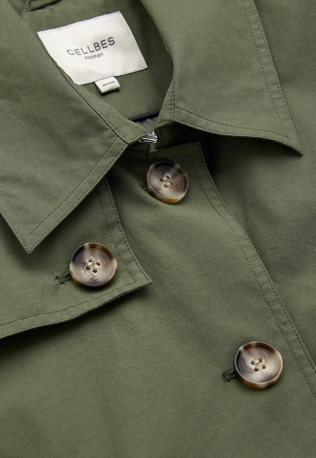 Cellbes of Sweden Enkelknäppt trenchcoat Khakigrön Sale
