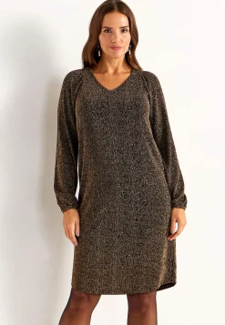 Cellbes of Sweden Festklänning med glittertrådar Guld / Svart Clearance