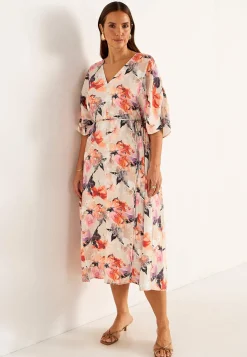 Cellbes of Sweden Festlig, multifunktionell kimonoklänning Orange / Rosa / Mönstrad New