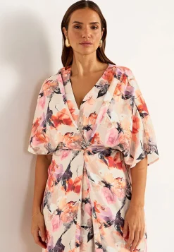 Cellbes of Sweden Festlig, multifunktionell kimonoklänning Orange / Rosa / Mönstrad New