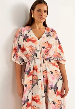 Cellbes of Sweden Festlig, multifunktionell kimonoklänning Orange / Rosa / Mönstrad New