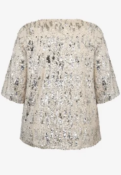 Wasabiconcept Festlig trikåtopp med paljetter Beige Discount