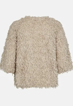 Freequent Festtopp med fjäderliknande material Creme New