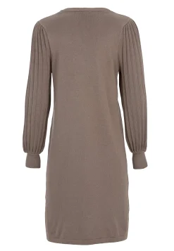 Freequent Finstickad klänning med plisserade ärmar Nougat Sale