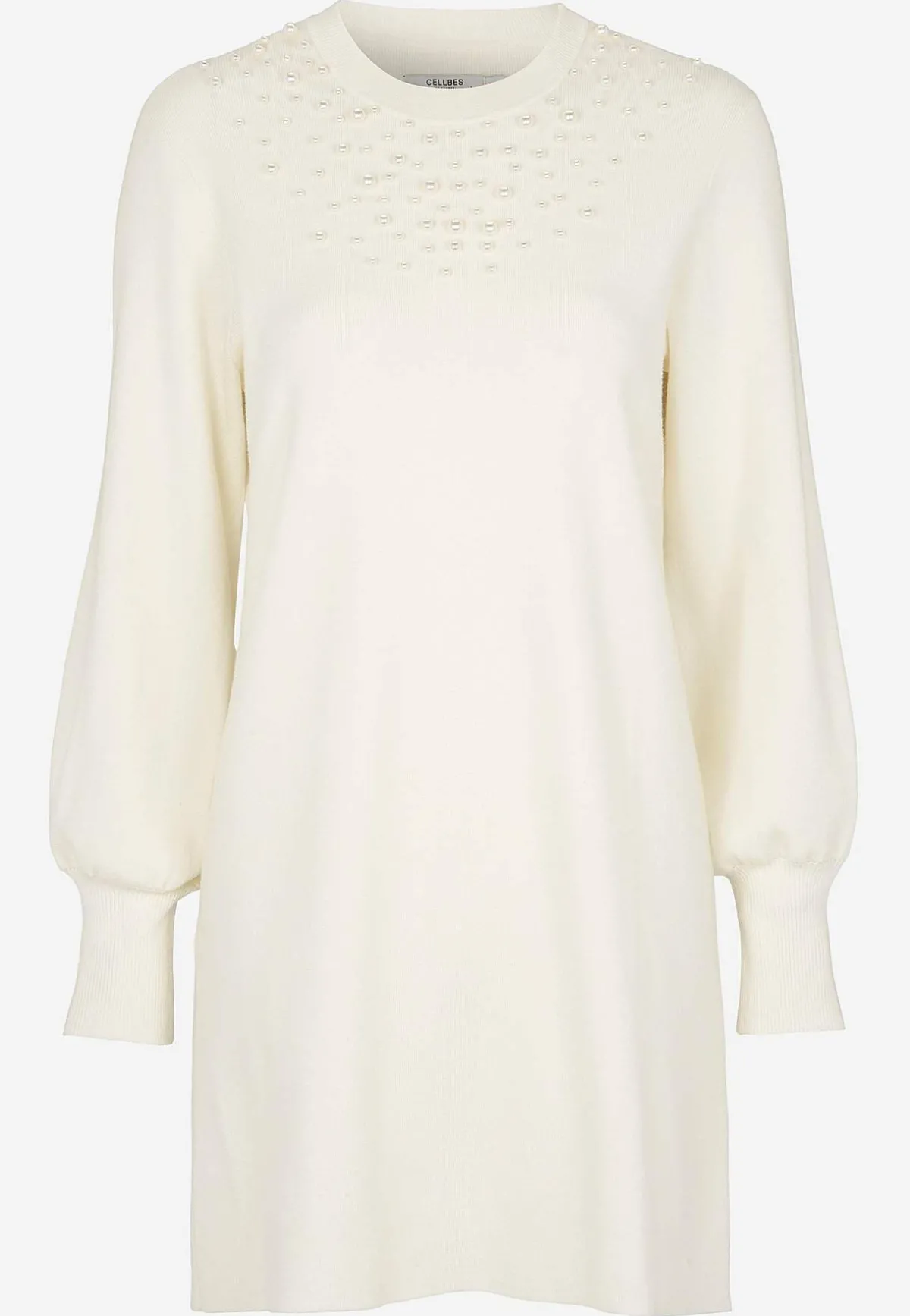 Johanna Toftby x Cellbes Finstickad klänning med pärlor Creme Clearance