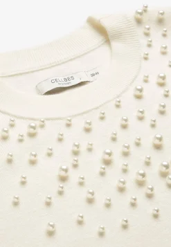 Johanna Toftby x Cellbes Finstickad klänning med pärlor Creme Clearance