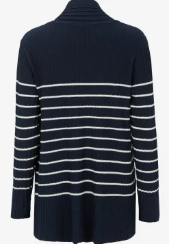 Freequent Finstickad, randig cardigan Marin / Vit / Randig Sale