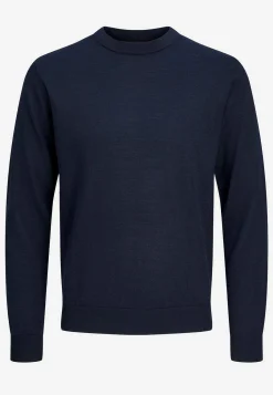 JACK & JONES Finstickad tröja i merinoull Gråmelange Outlet