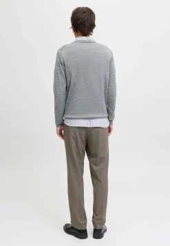 JACK & JONES Finstickad tröja i merinoull Gråmelange Outlet