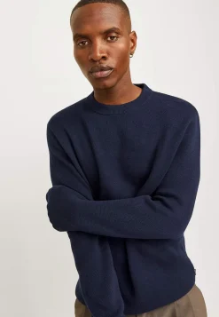 JACK & JONES Finstickad tröja i merinoull Gråmelange Outlet