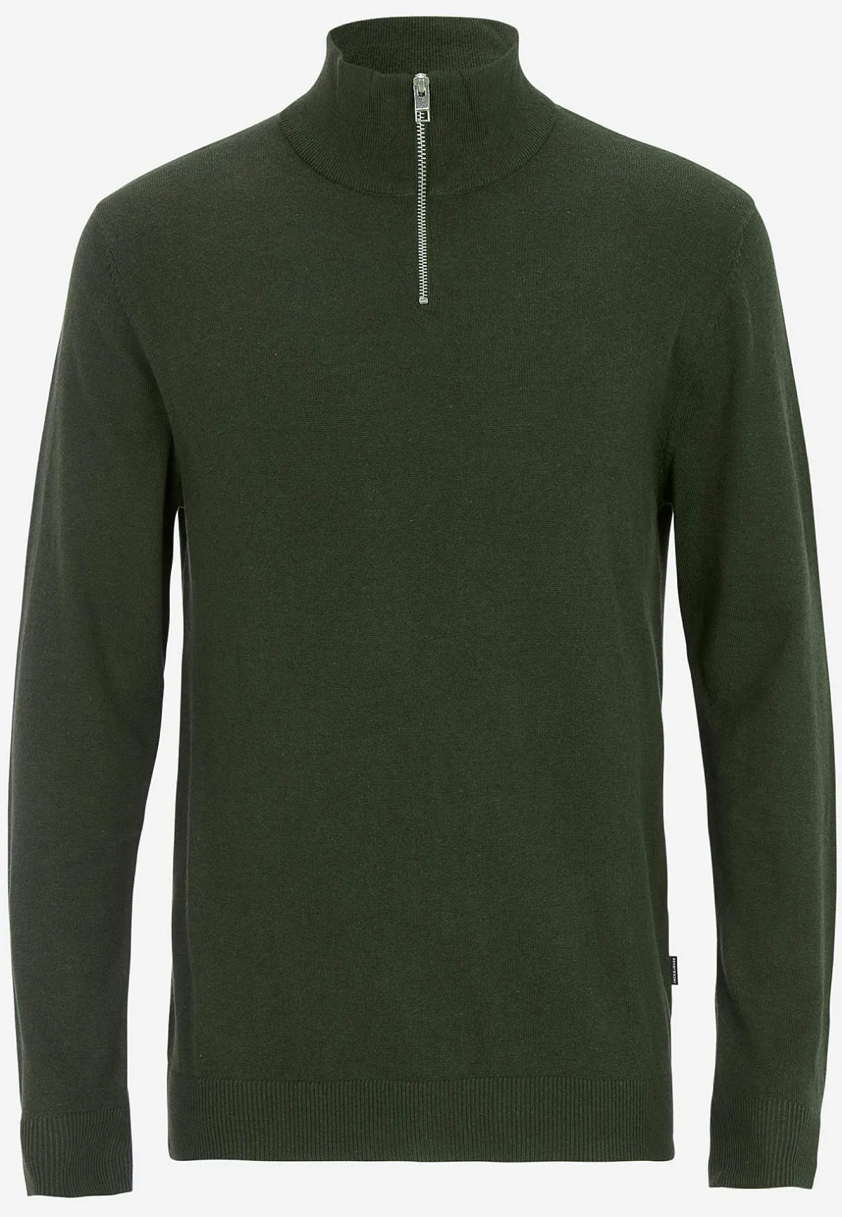 JACK & JONES Finstickad tröja med dragkedja Mörk gråmelange New