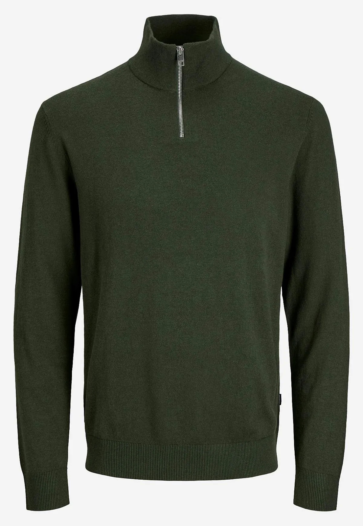 JACK & JONES Finstickad tröja med dragkedja Mörk gråmelange New