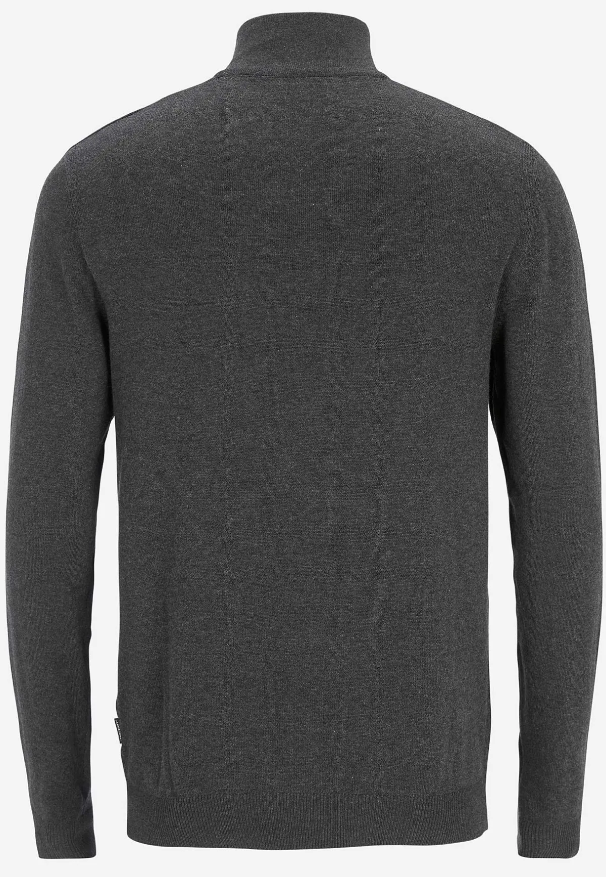 JACK & JONES Finstickad tröja med dragkedja Mörk gråmelange New