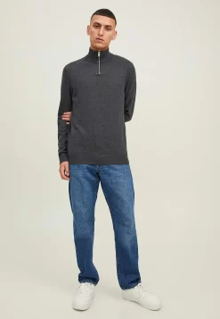 JACK & JONES Finstickad tröja med dragkedja Mörkgrön Online