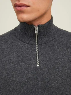 JACK & JONES Finstickad tröja med dragkedja Mörkgrön Online